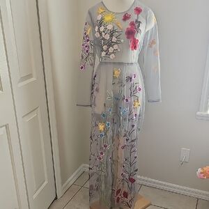 Floral Embroidered Sheer Dress By Blueoxy Size XXL. Prom